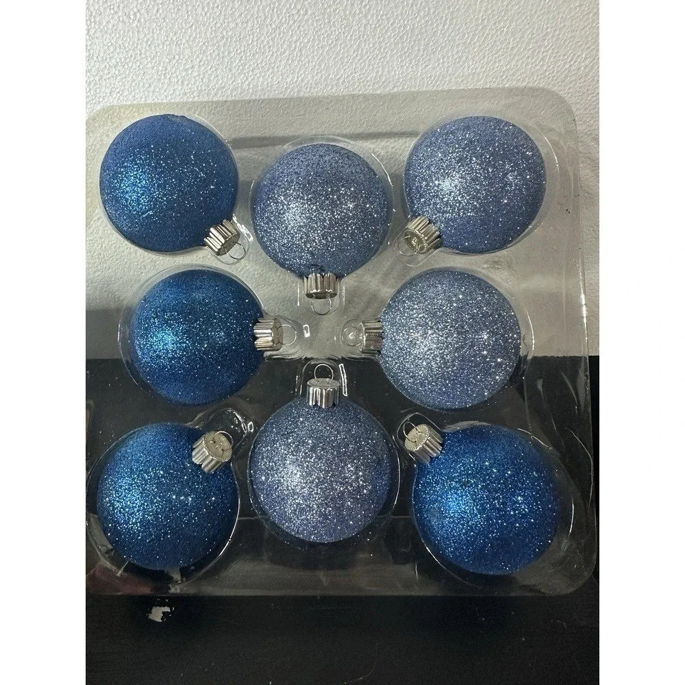 Martha Stewart Ball Blue White Silver Glitter 16 Bulbs‎ Tree Christmas Decor